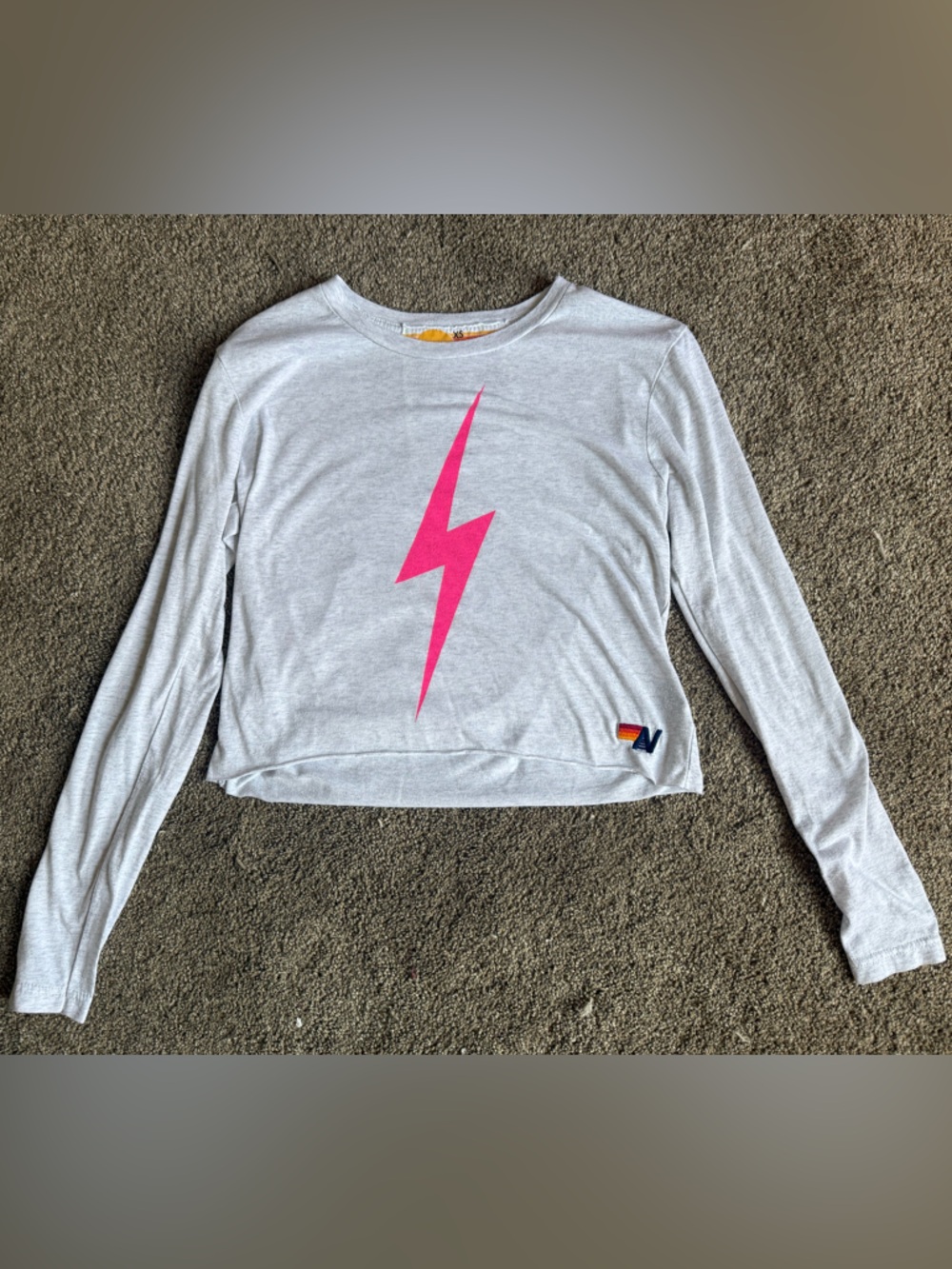 Aviator Nation Light Gray Tee with Pink Accent